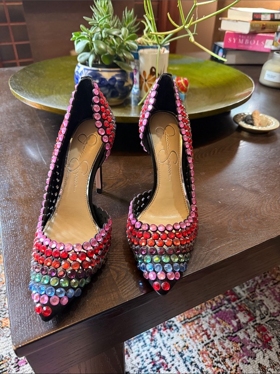 Jessica Simpson Shoes - Jessica Simpson Pink Multi Rhinestone Pointed-Toe Stiletto Heels